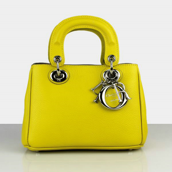 mini dior diorissimo original calfskin leather bag 44375 lemon yellow